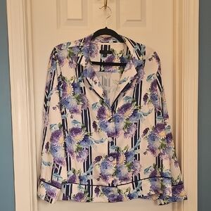 J. Crew Floral Button Down Shirt - Purple and Blue